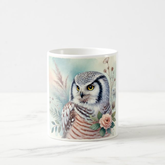Northern Hawk Owl 060924AREF108 - Watercolor Coffee Mug (Center)