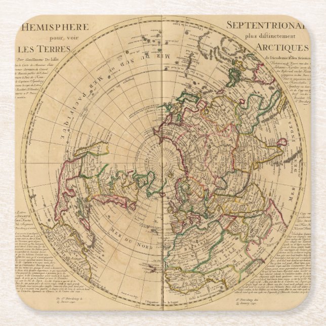 Northern Hemisphere 5 Square Paper Coaster (Front)