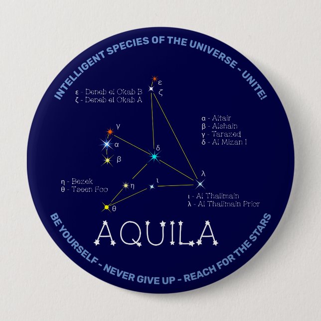 Northern Hemisphere Constellation Aquila 10 Cm Round Badge (Front)