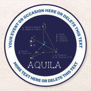 Northern Hemisphere Constellation Aquila Round Paper Coaster