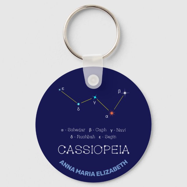 Northern Hemisphere Constellation Cassioipeia Key Ring (Front)