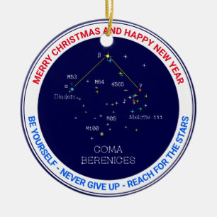 Northern Hemisphere Constellation Coma Berenices Ceramic Tree Decoration