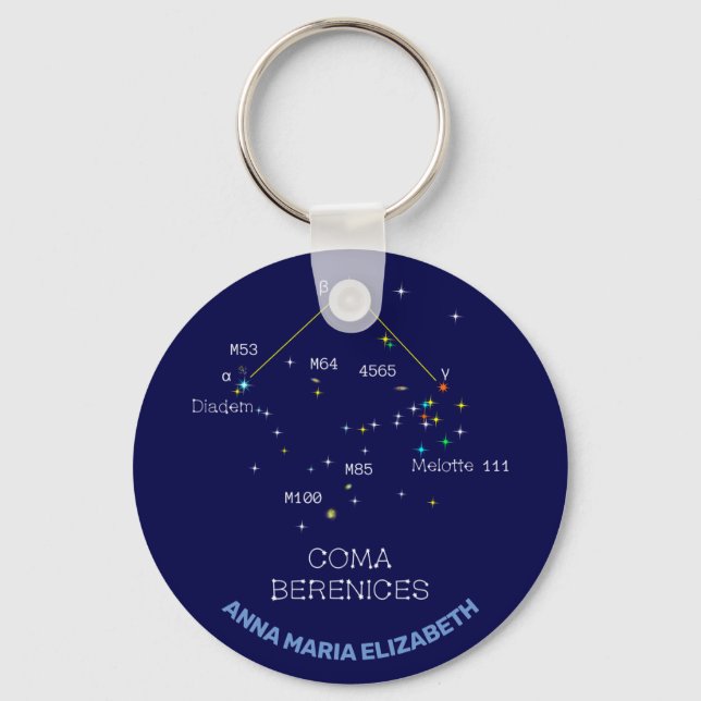 Northern Hemisphere Constellation Coma Berenices Key Ring (Front)