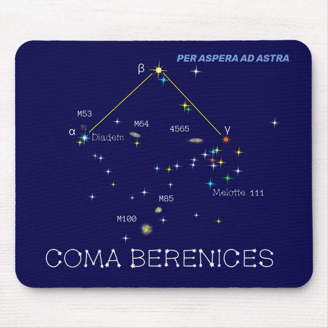 Northern Hemisphere Constellation Coma Berenices Mouse Mat (Front)