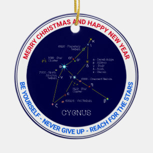 Northern Hemisphere Constellation Cygnus Ceramic Tree Decoration