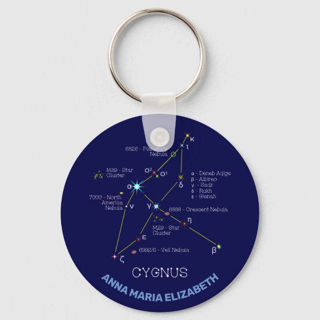Northern Hemisphere Constellation Cygnus Key Ring (Front)
