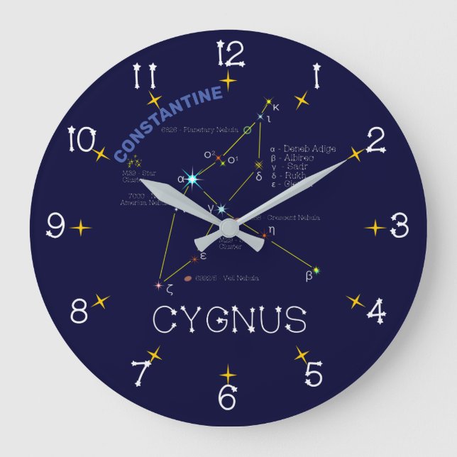 Northern Hemisphere Constellation Cygnus Large Clock (Front)