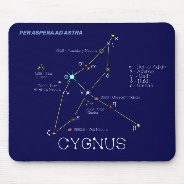Northern Hemisphere Constellation Cygnus Mouse Mat (Front)
