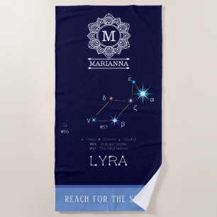 Northern Hemisphere Constellation Lyra Beach Towel