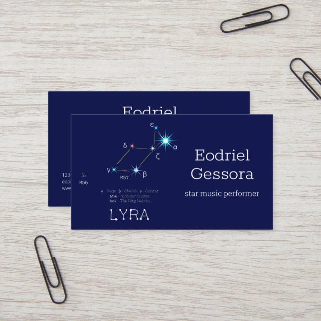 Northern Hemisphere Constellation Lyra Business Card (Front/Back In Situ)