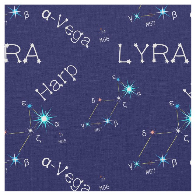 Northern Hemisphere Constellation Lyra Fabric (Close Up)