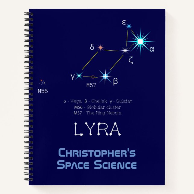 Northern Hemisphere Constellation Lyra Notebook (Front)