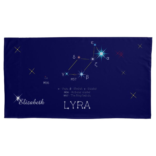 Northern Hemisphere Constellation Lyra Pillowcase (Front)