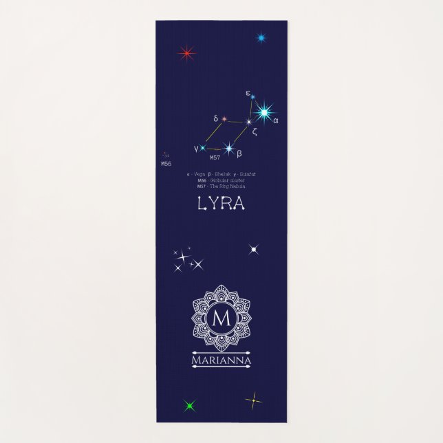 Northern Hemisphere Constellation Lyra Yoga Mat (Front)