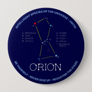 Northern Hemisphere Constellation Orion 10 Cm Round Badge