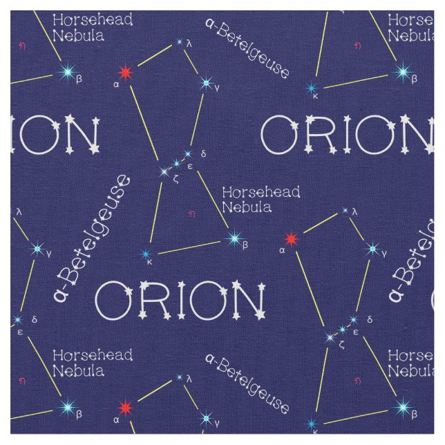 Northern Hemisphere Constellation Orion Fabric (Close Up)