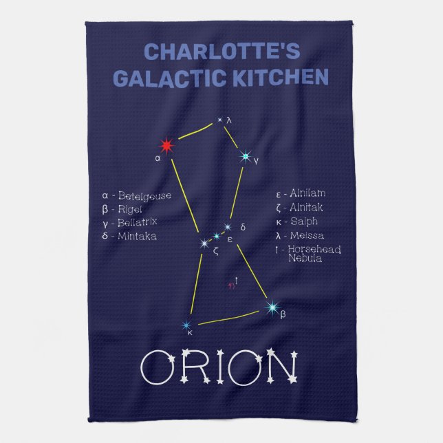 Northern Hemisphere Constellation Orion Tea Towel (Vertical)