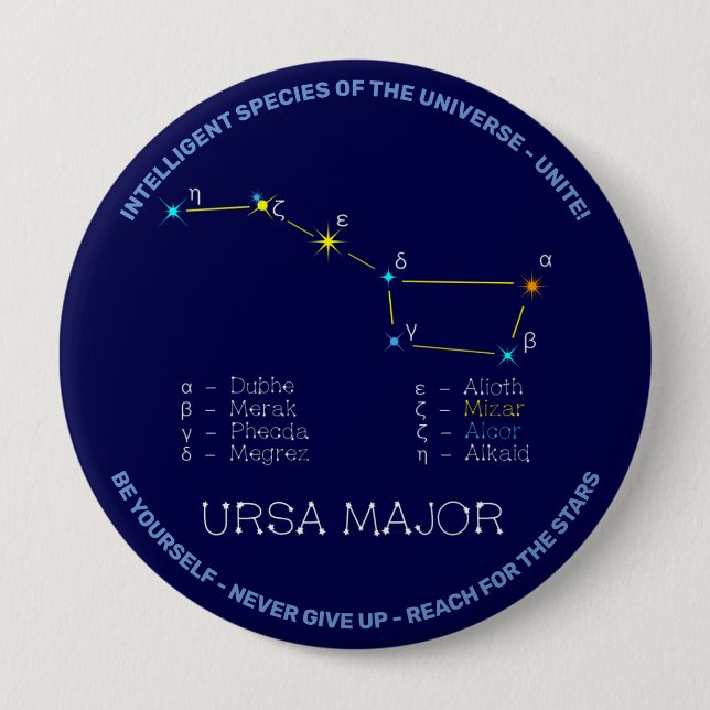 Northern Hemisphere Constellation Ursa Major 10 Cm Round Badge (Front)