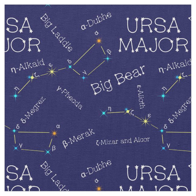 Northern Hemisphere Constellation Ursa Major Fabric (Close Up)