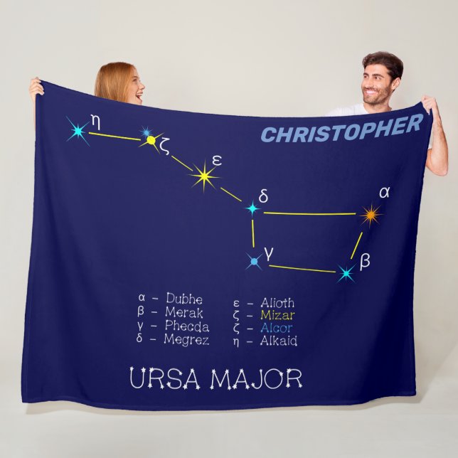 Northern Hemisphere Constellation Ursa Major Fleece Blanket (In Situ)