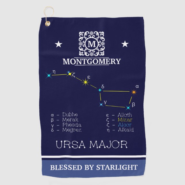 Northern Hemisphere Constellation Ursa Major Golf Towel (Front)