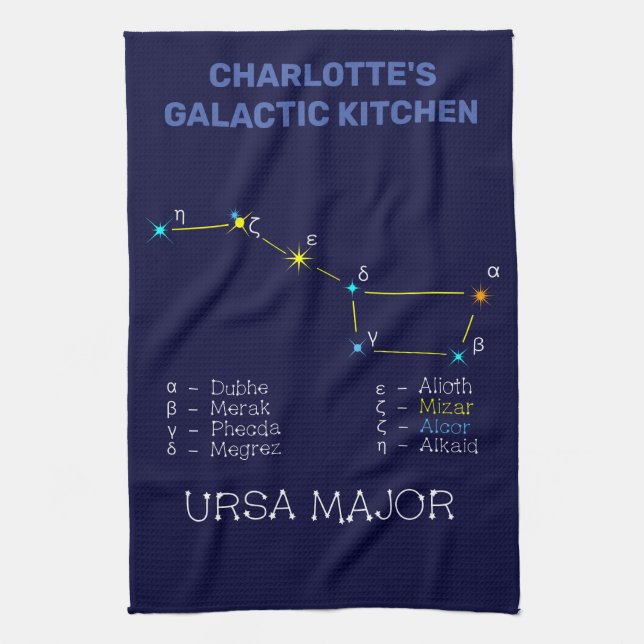 Northern Hemisphere Constellation Ursa Major Tea Towel (Vertical)