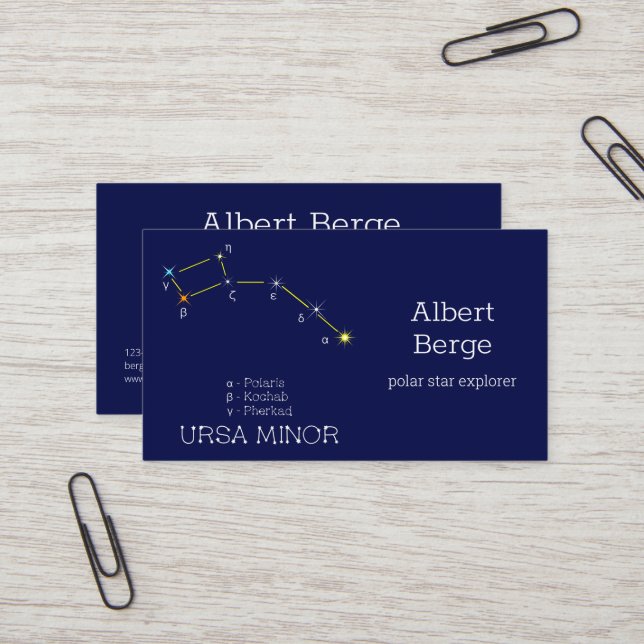 Northern Hemisphere Constellation Ursa Minor Business Card (Front/Back In Situ)