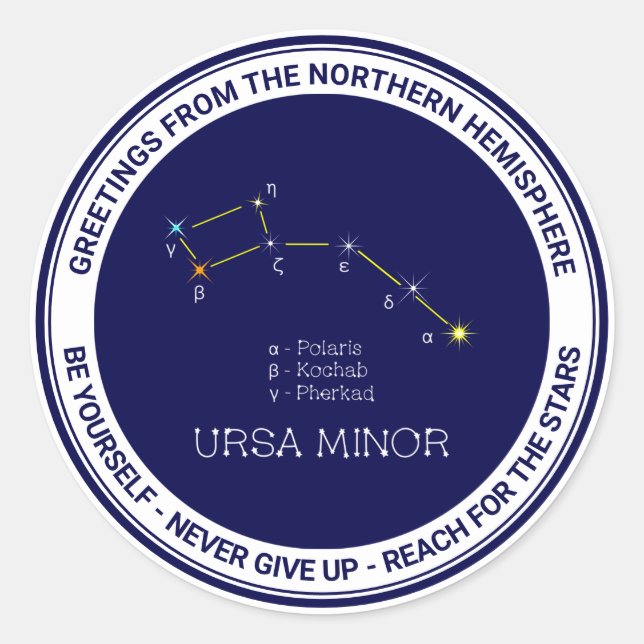 Northern Hemisphere Constellation Ursa Minor Classic Round Sticker (Front)