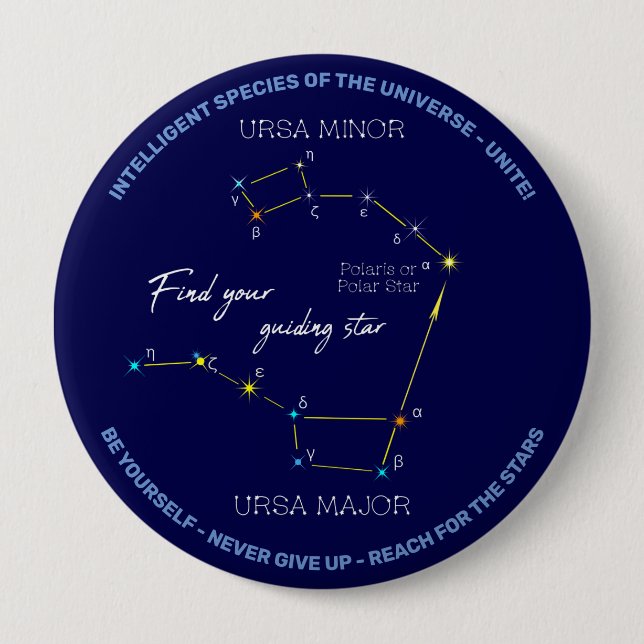 Northern Hemisphere Finding Polaris Star 10 Cm Round Badge (Front)