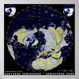 Northern Hemisphere Map Poster