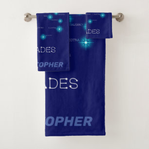 Northern Hemisphere Pleiades Star Formation Bath T Towel Set