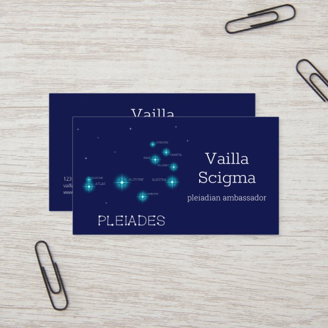 Northern Hemisphere Pleiades Star Formation Business Card (Front/Back In Situ)