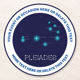 Northern Hemisphere Pleiades Star Formation Round Round Paper Coaster