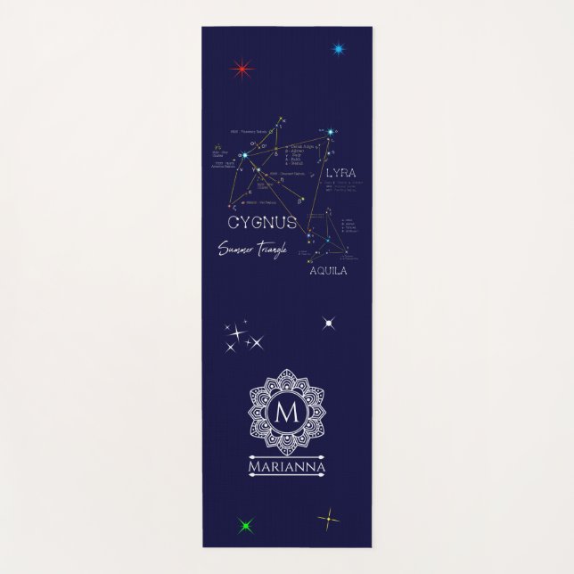 Northern Hemisphere Summer Triangle Stars Yoga Mat (Front)