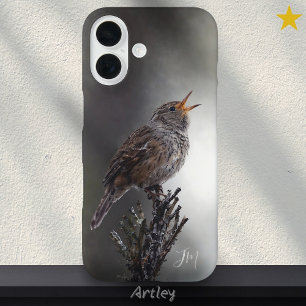 Northern House Wren Bird Painting Custom Name iPhone 16 Case