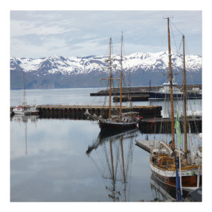 Northern Iceland Harbor Tall Ship Reflections Photo Print