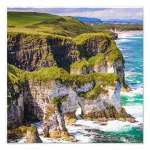 Northern Ireland Coastal Cliffs & Turquoise Sea Photo Print