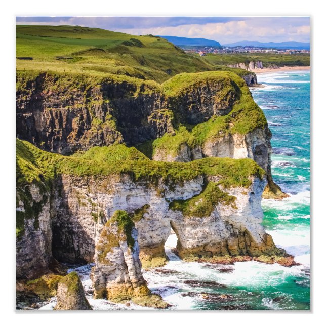 Northern Ireland Coastal Cliffs & Turquoise Sea Photo Print (Front)