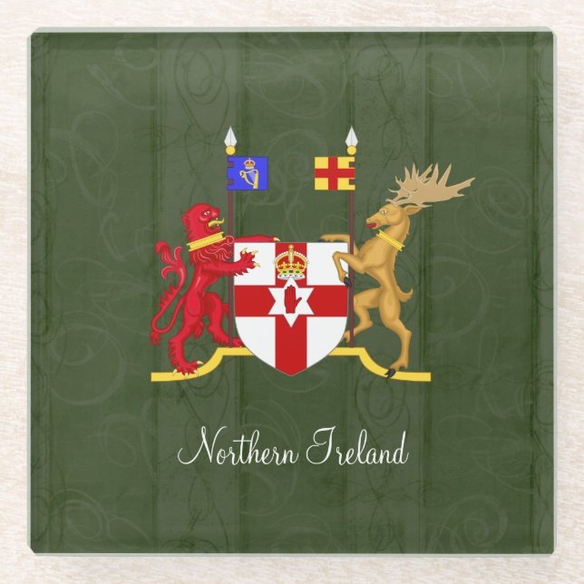 Northern Ireland Coat of Arms Glass Coaster (Front)