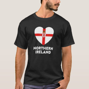 Northern Ireland Flag Heart White and Red T-Shirt