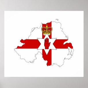 northern ireland flag map united kingdom country s poster