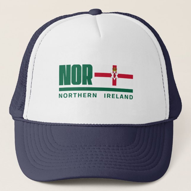 Northern Ireland Flag & Text Trucker Hat (Front)