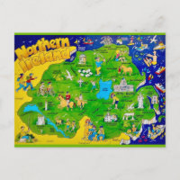 Northern Ireland Fun Map Postcard