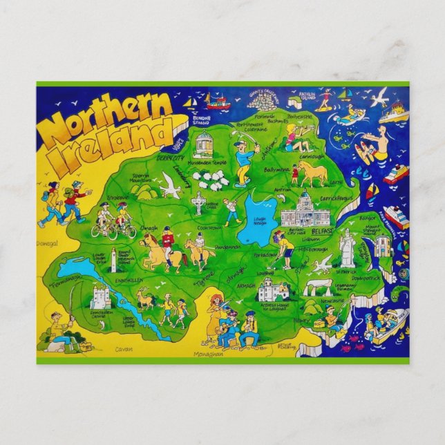 Northern Ireland Fun Map Postcard (Front)