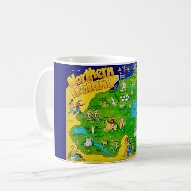 Northern Ireland Fun Map Postcard Mug (Front Left)