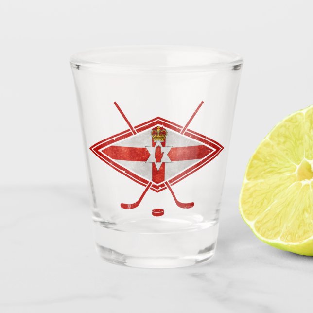 Northern Ireland Ice Hockey Logo Shot Glass (Front)