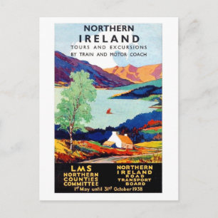 Northern Ireland landscape tours, vintage travel Postcard
