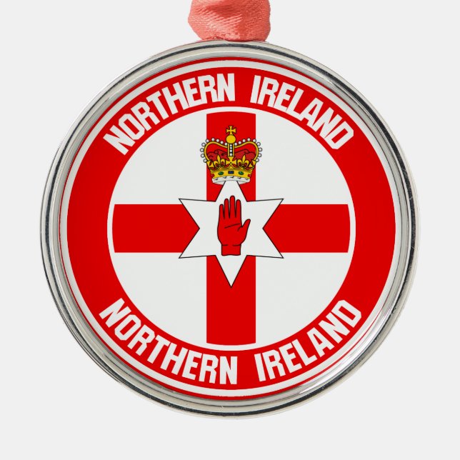 Northern Ireland Round Emblem Metal Tree Decoration (Front)