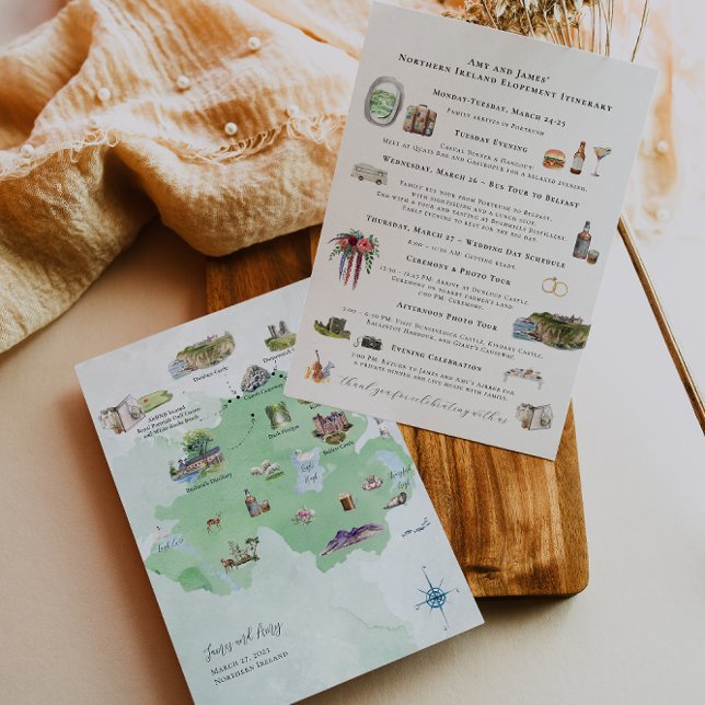 Northern Ireland | Wedding Map Itinerary  Invitation (Creator Uploaded)