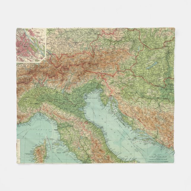Northern Italy, Austria, &c Fleece Blanket (Front (Horizontal))